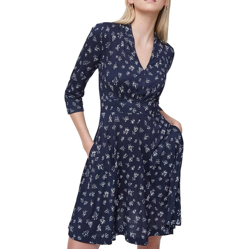 French Connection Navy Blue Floral Midi Dress